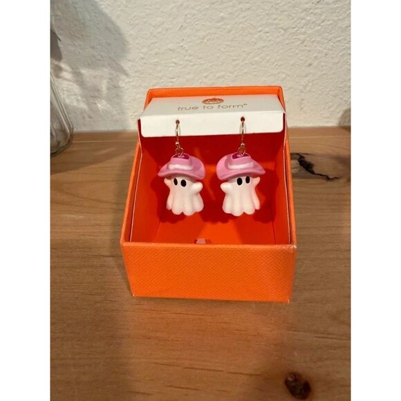 Jewelry - True to Form Pink Cowgirl Ghost Earrings Halloween NIB